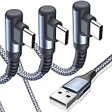USB Type C ケーブル L字【3本セット 1m1m3m】Sweguard USB-C to USB-A ケーブル【PD& QC3.0対応 3.1A急速充電】iPhone 17 16 15 Pro Max,アイフォン15 16 17，,iPad Pro,Samsung Galaxy S25 S24 S23,Sony,Xiaomi,Huawei,Pixel 等Type C機種対応(グレー)
