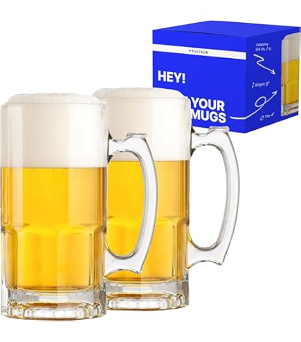 ACDANC 35 OZ Beer Mugs,Heavy Large Beer Glasses With Handle Classic Beer Mug Glasses Style Extra Large Glass Beer Stein Super Mug - View #4
