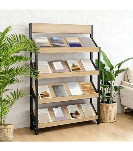 マガジンスタンド ラック 4段 カタログラック パンフレットラック 事務用品 Amazon.co.jp: マガジンラック 4段 雑誌ラック キャスター付き 木製