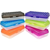 Emraw Regal Multipurpose Pencil Box Assorted Color Dots Pencil Case Box For Organize And Carry Pencils School Pencil Box Plastic Pencil Case Plastic Stationery Case Box 6 Pack Desk Supplies Organisers