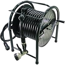 ホース付き金属リール30メートル巻き Amazon | 日之出化成 耐圧農業ホース30m付き スチール リールセット
