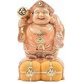 繁樓藝雕 七福神 大黒天 木彫り 桧木製 縁起物 玄関置物 開運招福 商売繁盛 無病息災 五穀豊穣 子孫繁栄 (高さ16cm×巾10cm×奥行7cm) (淡彩な絵)