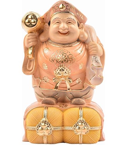 Amazon | 天然欅木彫り（ケヤキ）三俵 大黒天像 (高さ約21cm）＜仏像