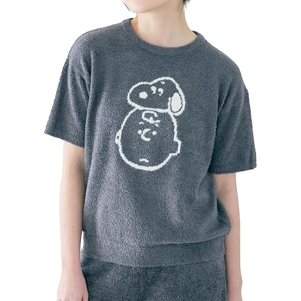 ユニクロ スヌーピーティーシャツ ルームウェア スヌーピールーム デニムパンツ スヌーピー PEANUTS ルームウェア(グレー×ブラック): 通常