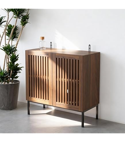 Amazon.co.jp: サイドボード 北欧無垢材本棚 ドア付き ログ収納ラック