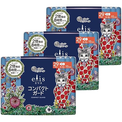 エリス コンパクトガード ≪ヒグチユウコ企画品≫ 羽つき 29cm 45枚(15枚×3個) 多い夜用 ナプキン まとめ買い