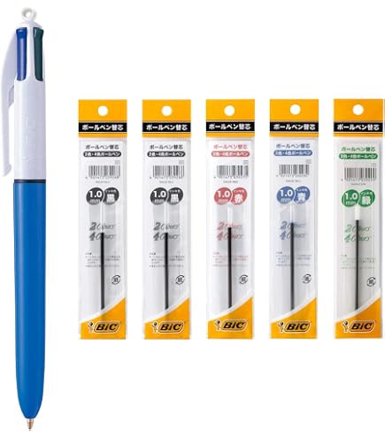 Amazon | ビック(Bic) ボールペン 4色ボールペン 多色 ホワイト軸 1.0