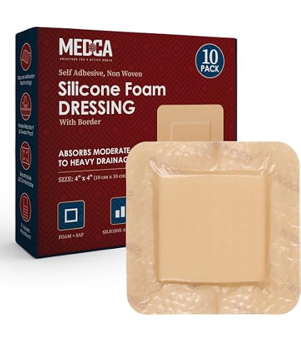 Medstock Silicone Foam Lite Dressing With Border – 3x3 Inch, Box Of 10, Sterile