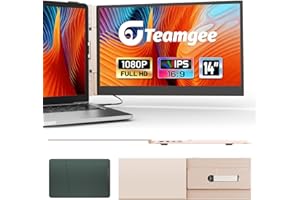 Teamgee 14.1" Rose Gold Portable Monitor - Ultrathin 1080P Laptop Screen Extension with High Quality Stand Suitable for 13-17 Inch Laptops Mac/Windows/DeX/HUAWEl, 0.6kg Travel Friendly