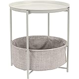 Amazonベーシック ラウンド収納付きエンドテーブル ホワイト×ヘザーグレー