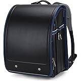 バオバブの願い 軽量 ランドセル 男の子 女の子 高級合皮 大容量 自動ロック 防水仕上げ schoolbag 通学 入学お祝い A4フラットファイル対応 小学生通学鞄 Bab-RnG58 (ブラック×ブルー)