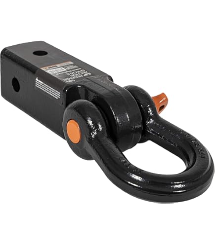 AGENCY 6 Recovery Shackle Block Assembly 2 INCH Double Hole Powder Coat RED - Hitch Receiver Block - Proudly Made In The USA With US Certified Materials - Includes Hitch Pin And