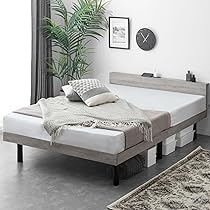 Amazon｜タンスのゲン ベッド 単品 セミダブル 宮棚付き 2口