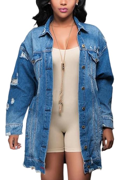 Distressed Denim Jeans Outfits Coat 