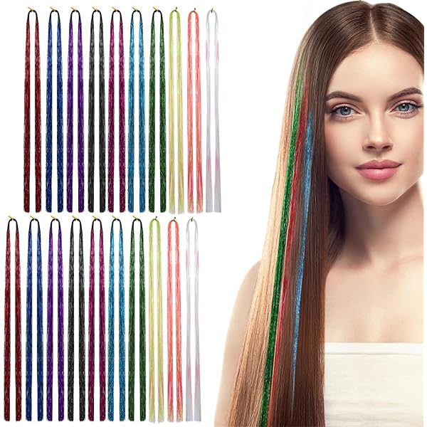 Amazon | KESYOO ヘアティンセル カラーエクステ エクステ