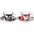有田焼 総手描き 色彩山茶花 ペアコーヒー碗皿 ama-677208