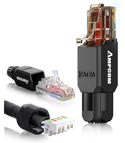 connecteur de Terrain Cat6a Blindé à 360° - Connecteur RJ45 sans Outil - 10GBase-T 500 MHz - AWG