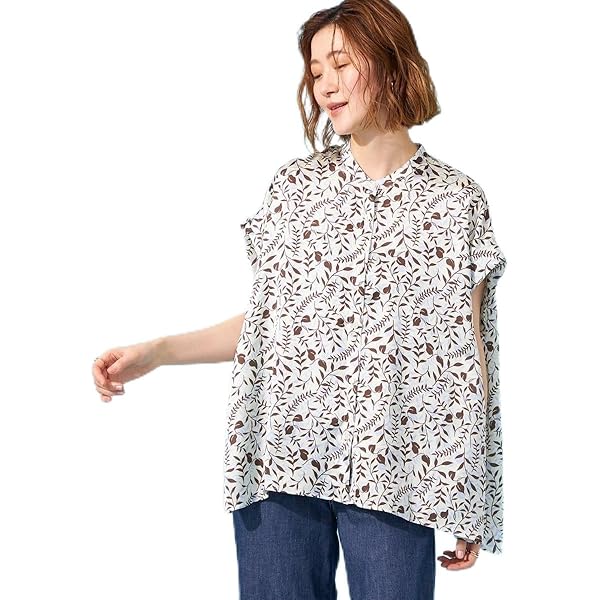 60コットンローン フラワーズグロウ刺繍フレンチスリーブブラウス 60コットンローン フラワーズグロウ刺繍フレンチスリーブ