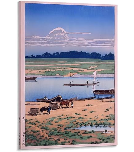 Amazon.co.jp: 川瀬巴水浮世絵版画ポスター 東京二十景 馬込の月