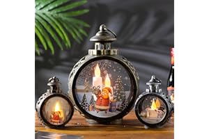 Hopeholic クリスマス 飾り LEDライト ランタン クリスマス キャンドルライト 卓上 置物 サンタクロース 雪だるま 玄関 窓 飾り 提灯 クリスマスグッズ ランプ 飾り付け christmas decoration (こげ茶、Sサイズ、