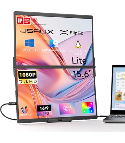 JSAUX FlipGo デュアルモバイルモニター13.5インチプロモデル FlipGo Portable Dual Monitor for Boosted Productivity