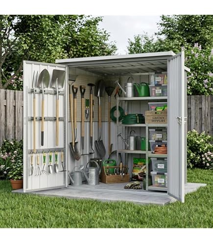 Amazon | 物置 屋外 大型 スチール製 収納庫 幅195×奥行150×高さ180cm