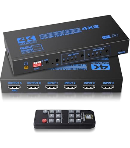 Amazon | HDMIマトリックス 4入力2出力 HDMI 切替器 HDM I 2.0b、HDCP