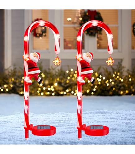 Amazon.co.jp: クリスマスライト キャンディースティック ソーラー