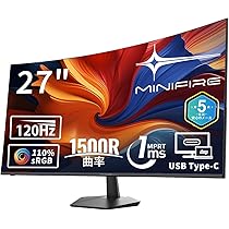 Amazon.co.jp: Minifire曲面 モニター27インチ USB-C 120Hz 1500Rの