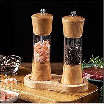 Amazon.co.jp: ペッパーミル 木製スパイスミル 塩用、胡椒用