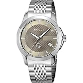 [グッチ] 腕時計 OUTLET Gタイムレス 黒無地BOX付属 純正BOX無し 正規保証 ブラウン ステンレススチール サファイヤガラス クォーツ 38MM 日常生活防水 スイス Watch YA1264107 メンズ シルバー [並行輸入品]