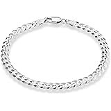 MiaBella 925 Sterling Silver Italian 5mm Solid Diamond-Cut Cuban Link Curb Chain Bracelet, 7"-8"-9"
