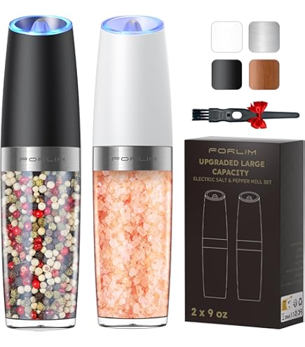 BoAn Gravity Electric Salt & Pepper Grinder Set – Adjustable Ceramic Grinders With Large Capacity