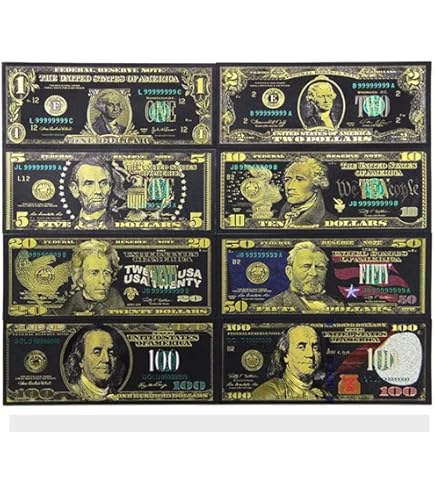 Amazon.co.jp: YIQILAFADA 100万ドル札 5個 カラーゴールドメッキ紙幣