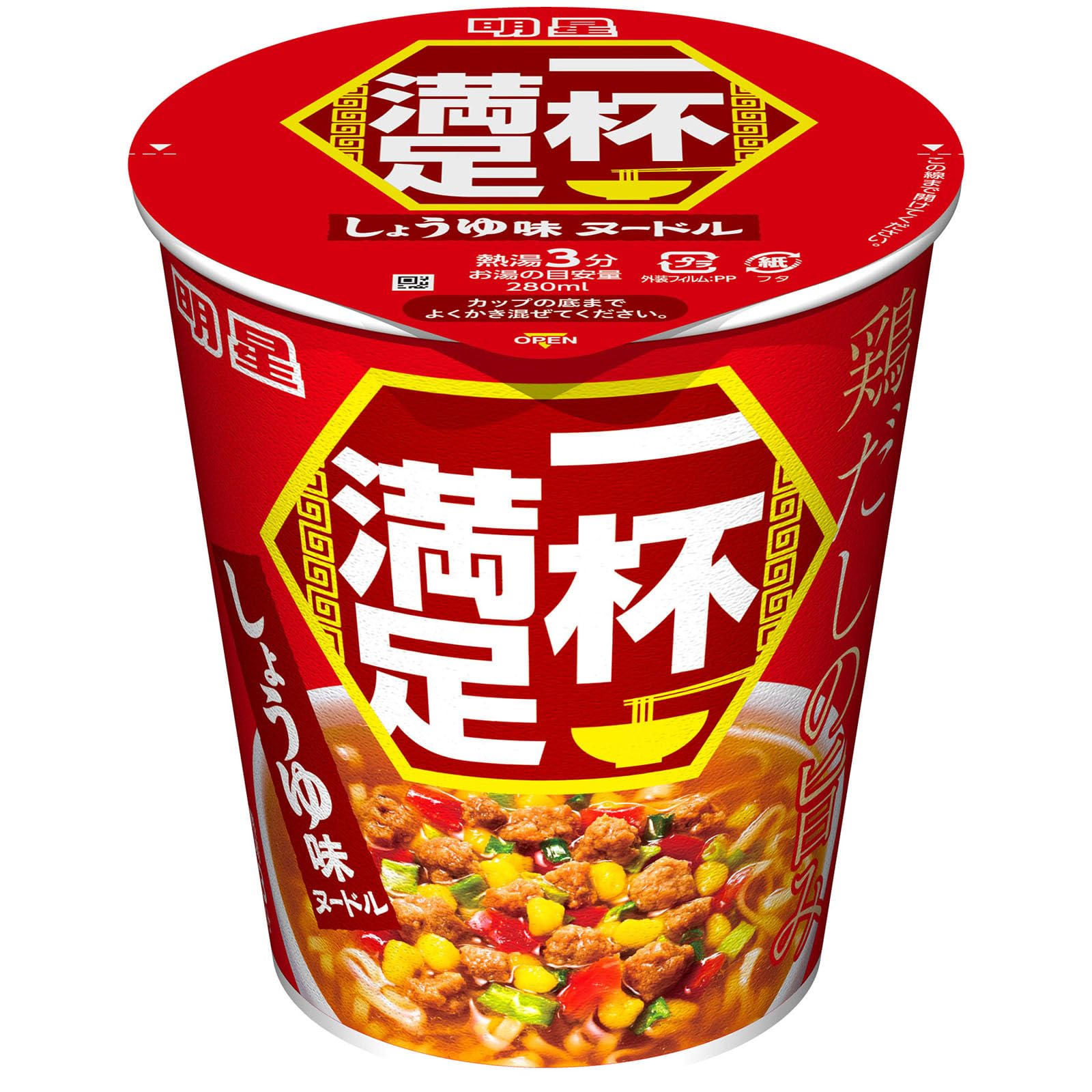 【値下げ】【1,199円】 明星 一杯満足 しょうゆ味ヌードル 60g×12個 【送料無料】