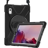 ProCase レノボ Tab M9/NEC LAVIE Tab T9 9インチ 2023発売 肩掛け式ケース 360°回転スタンド ショルダーストラップ付き 対応機種：Lenovo Tab M9 2023発売（ZAC30178JP ZAC30157JP ZAC50029JP）/NEC LAVIE Tab T9 2023発売(T0975/GAS、TAB09/H01、TAB09/H02)-ブラック