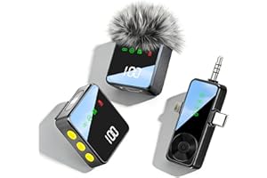 Ominoral 3-in-1 Wireless Lavalier Microphone for iPhone, Android, Cameras - Mini Microphone with Digital Display & Noise Reduction, 20H Battery Life, Mic for Video Recording, TikTok, YouTube, Vlogging