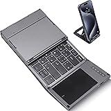 Ewin ワイヤレス キーボード bluetooth 折り畳み 日本語配列 タッチパッド搭載 充電式 三台同時切替 iOS/Android/Mac/Windows対応 iphone ipad パソコン タブレット スマホ スタンド付き 日本語取説 (