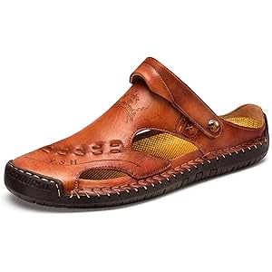 [FJ] サンダル メンズ 本革 オフィス シューズ 手作り 滑り止め 靴 アウトドア 2WAY スリッパ