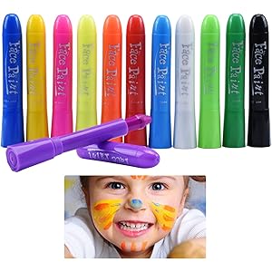 keelloフェイスペイント クレヨン 全12色 顔ペン ボディペイント 簡単水洗 無毒 安全 クリスマス ハロウィン…