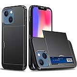 【SUMart】iPhone 14 用 ケース カード収納 スライド式 カードホルダー 耐衝撃 デュアルレイヤー ハイブリッド ウォレットケース ハード カバー (iPhone 14 6.1インチ, ブラック)