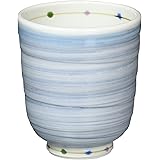 波佐見焼 軽量 湯呑み (大) カラードット柄 青色 電子レンジ 食洗器可 日本製 14779