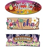SUPERDANT ウェルカムボード 木製看板 ウェルカムハンギングサイン ウエルカムボード壁掛け Another Day in Paradise 看板ボード サマービーチプラーク アロハバー パブ 庭 ハワイアンスタイル 装飾壁掛けサイン 花 果物