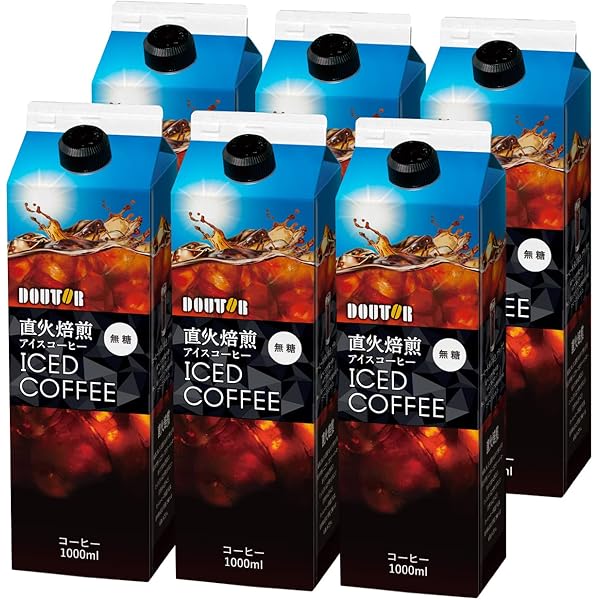 Amazon.co.jp: ドトールコーヒー アイスコーヒー 無糖 1L×6本