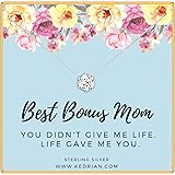 KEDRIAN Stepmom Necklace, 925 Sterling Silver, Birthday Gifts for Stepmom, Best Stepmother Gifts, Second Mom Gifts, Gifts for
