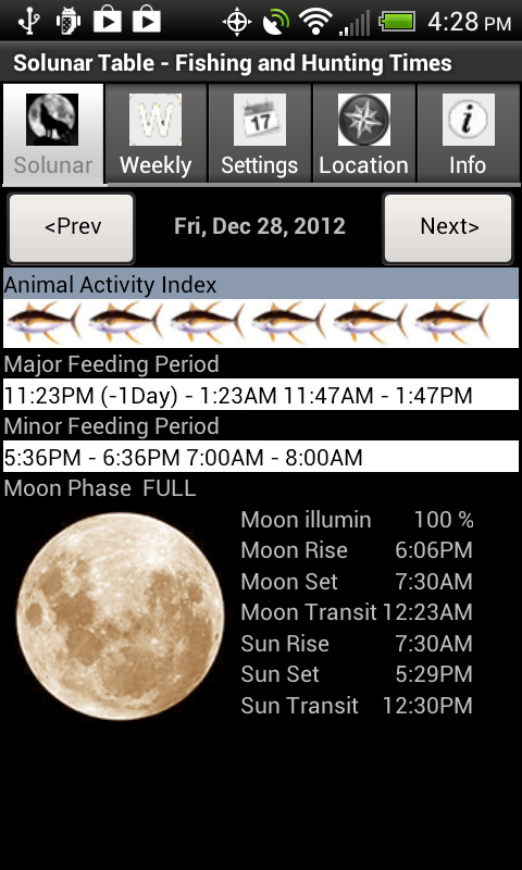 Solar tables for hunting and fishing Clearance