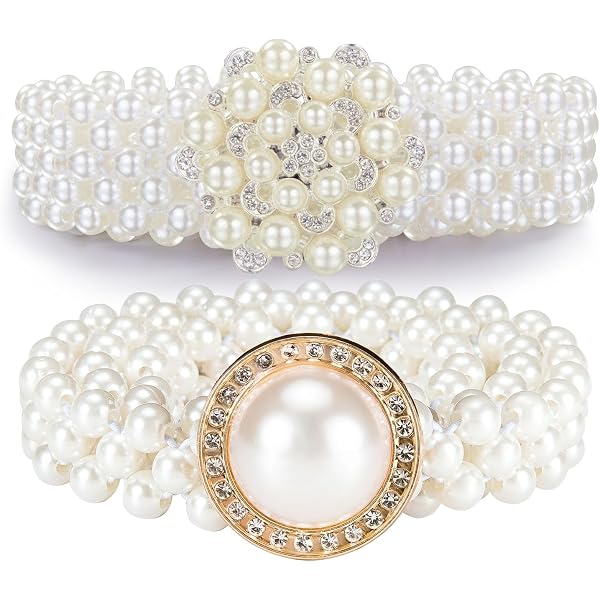 4 Pack Wedding Pearl Belt for Women Dress Rhinestone Bridal  display picture 1