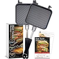 【フードコーディネーター監修】 ホットサンドメーカー 直火 IH [Latuna] 上下分離型 キャンプ IH対応 フライパン 家庭用 フッ素加工 軽量 アウトドア 分離 分解 取り外し コンパクト 簡単 (1．直火&IH対応（耳なし1枚焼き）)