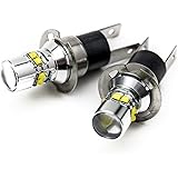 【e-auto fun】ショートタイプ H3C LEDバルブ 50W 12V/24V兼用 ホワイト 無極性 2個1セット CREE社製XB-Dチップ搭載 (フォグランプに最適)