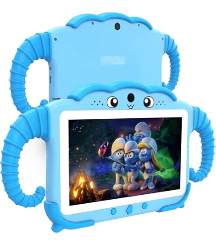 Ascrecem Kinder Tablet 7 Inch Kids Tablet Android met WiFi Quad Core 2GB RAM 32GB ROM Kindvriendelijke hoes Kindertablet Voorgeïnstalleerde educatieve APP Youtube Google Play van 3 tot 14 jaar (Blauw